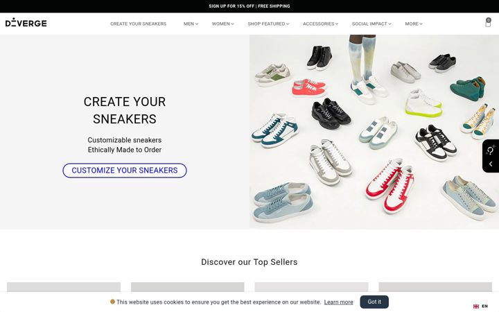 Screenshot of diverge-sneakers.com