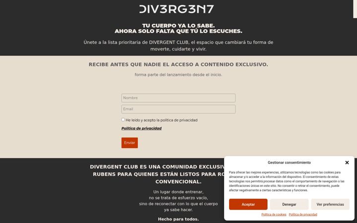 Screenshot of divergentclub.com