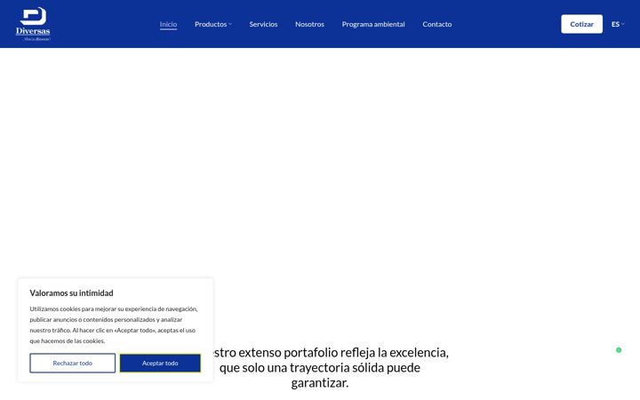 Kuvakaappaus sivustosta diversas.com.co