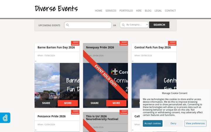 Screenshot of diverse-events.com