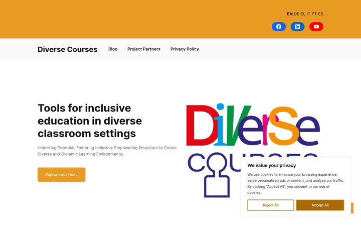 Screenshot of diversecourses.eu