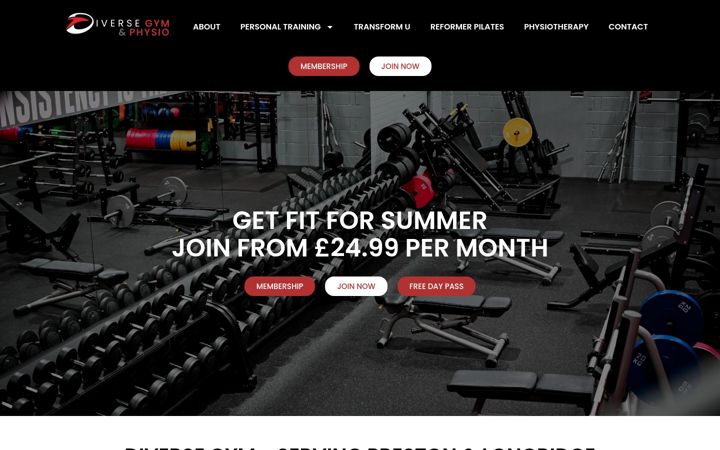 Zrzut ekranu diversegym.co.uk