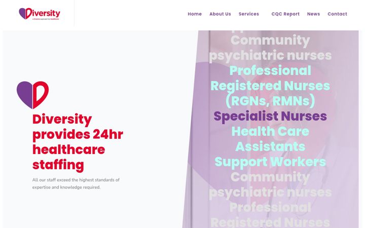 Screenshot di diversityhealthandsocialcare.co.uk