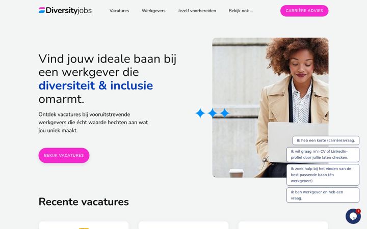 Snimka zaslona za diversityjobs.nl