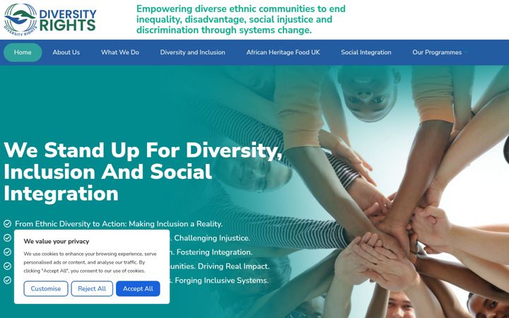 Screenshot di diversityrights.org.uk
