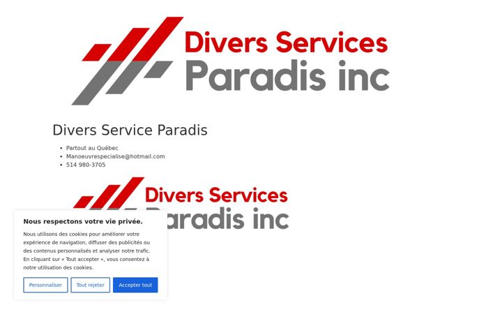 Screenshot stránky diversservicesparadisinc.ca