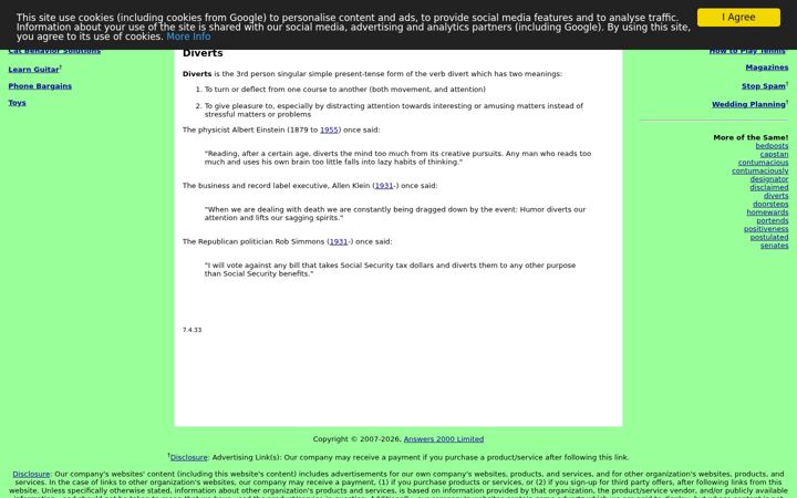 Screenshot of diverts.org