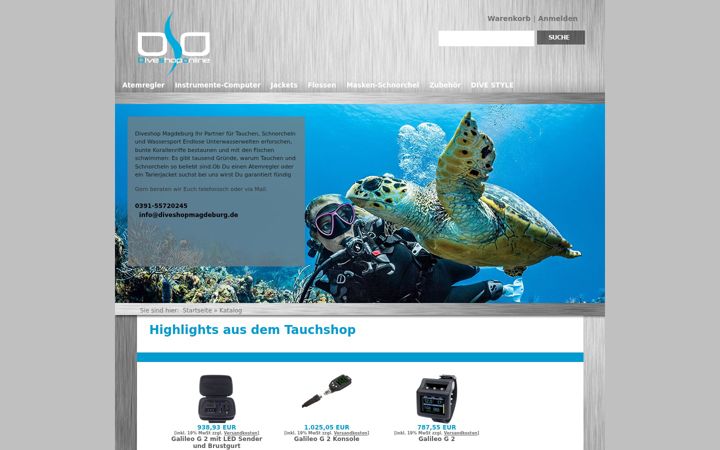Screenshot of diveshoponline.de