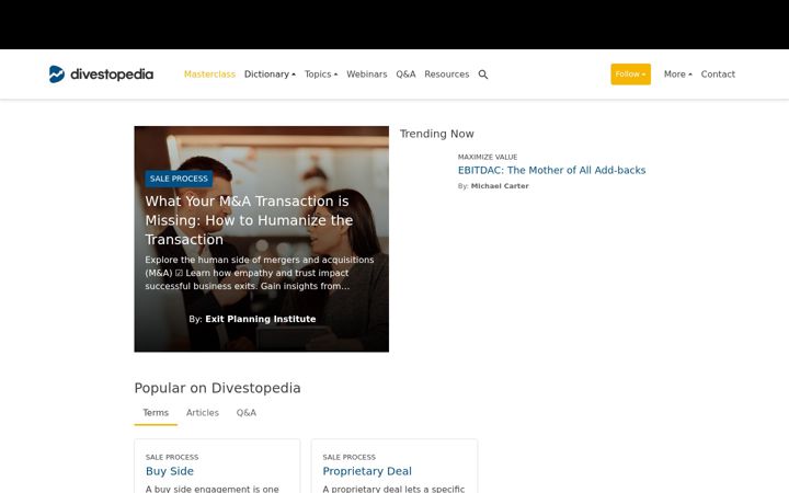 Screenshot of divestopedia.com