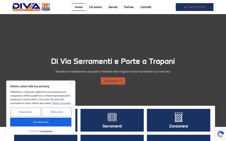 Screenshot of diviaserramenti.com