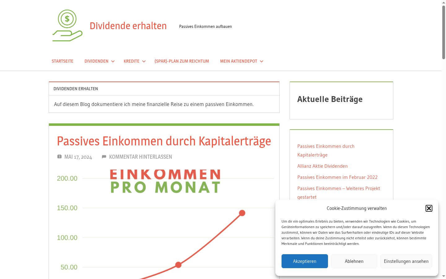 Screenshot des Einwilligungsbanners vor jeglicher Interaktion