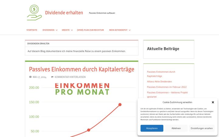 Zrzut ekranu dividende-erhalten.de