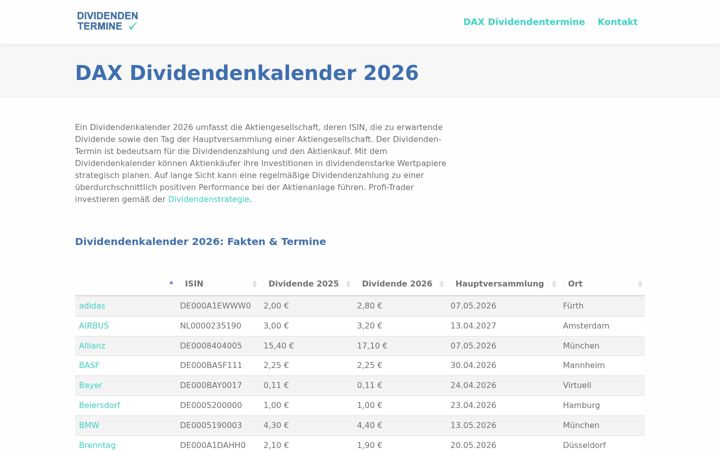 Screenshot of dividenden-termine.de