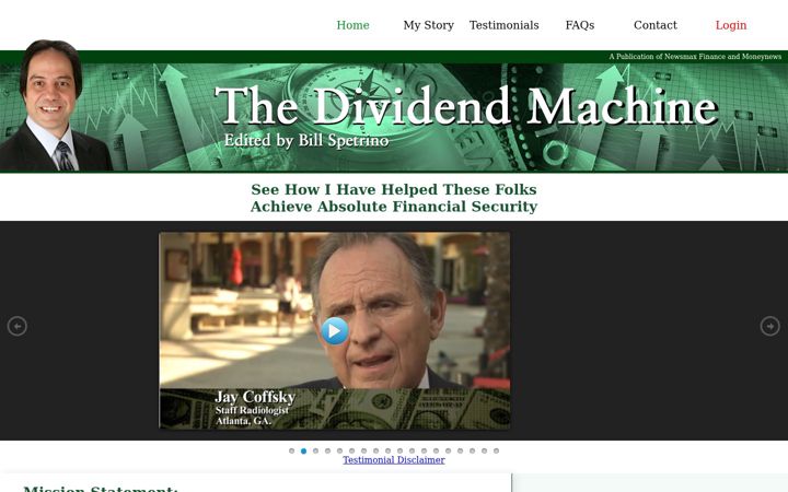 Screenshot of dividendmachine.com