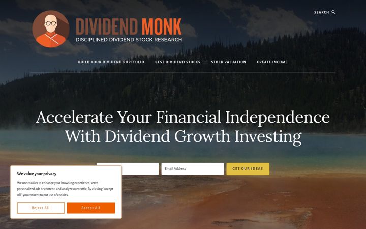 Screenshot of dividendmonk.com