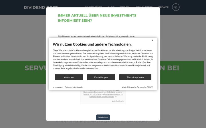Snímek obrazovky dividendpost.net