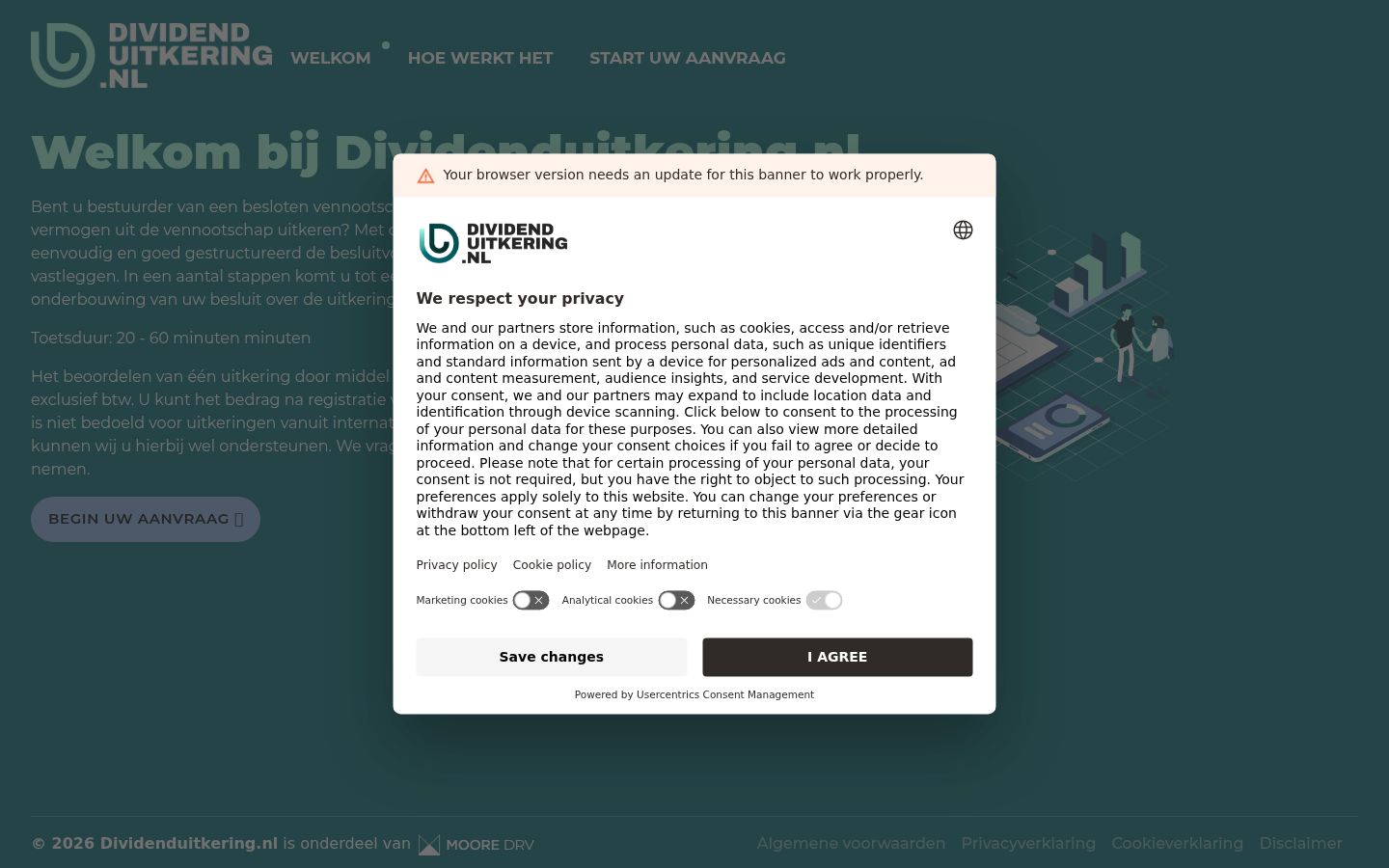 Screenshot des Einwilligungsbanners vor jeglicher Interaktion