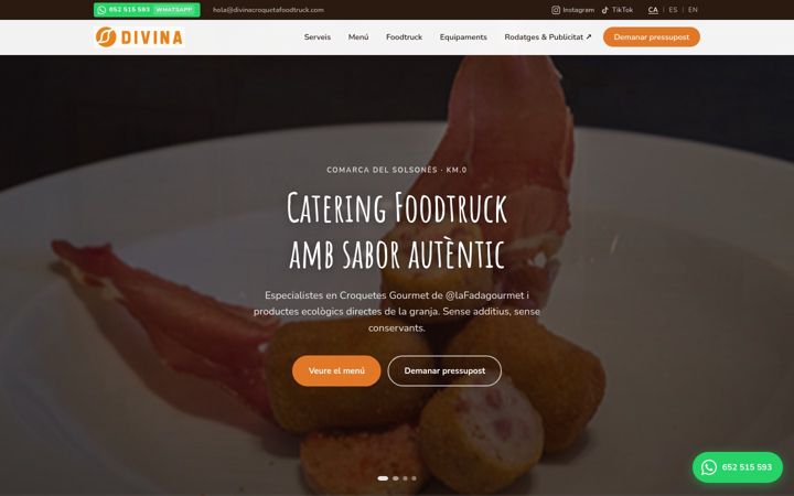 Screenshot of divinacroquetafoodtruck.com