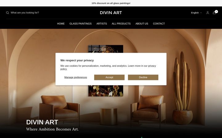 Screenshot of divinart.eu