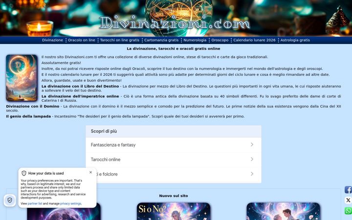 Screenshot του divinazioni.com