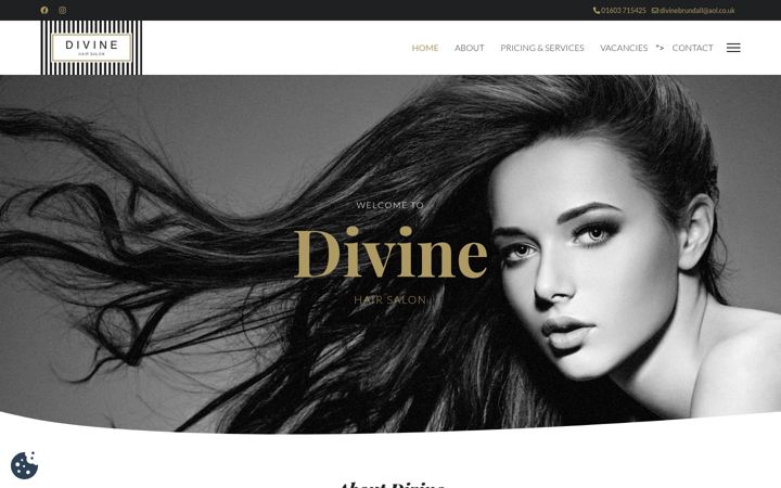 Screenshot di divine-hair.co.uk