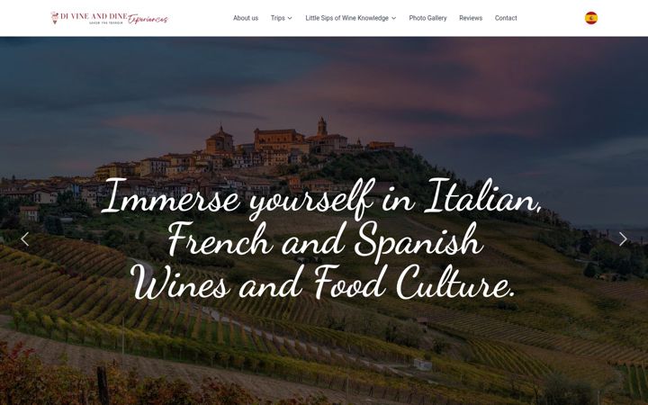 Screenshot of divineanddineexperiences.com