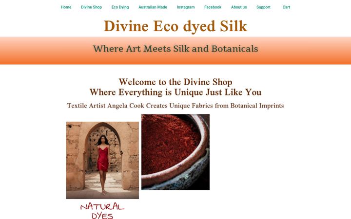 Posnetek zaslona divineecodyedsilk.com.au