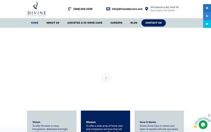 Screenshot of divineeldercare.com