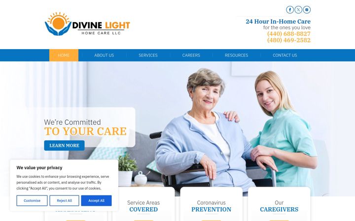 Screenshot of divinelightcare.com