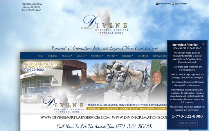 Screenshot of divinemortuaryservices.com