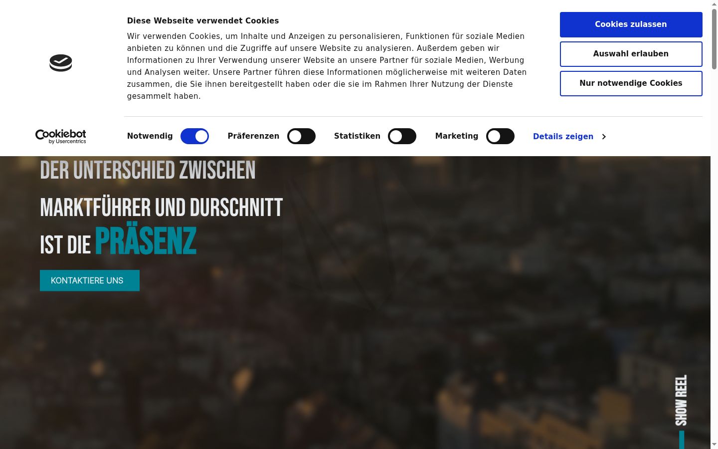 Screenshot des Einwilligungsbanners vor jeglicher Interaktion