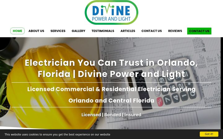 Screenshot of divinepowerandlight.com