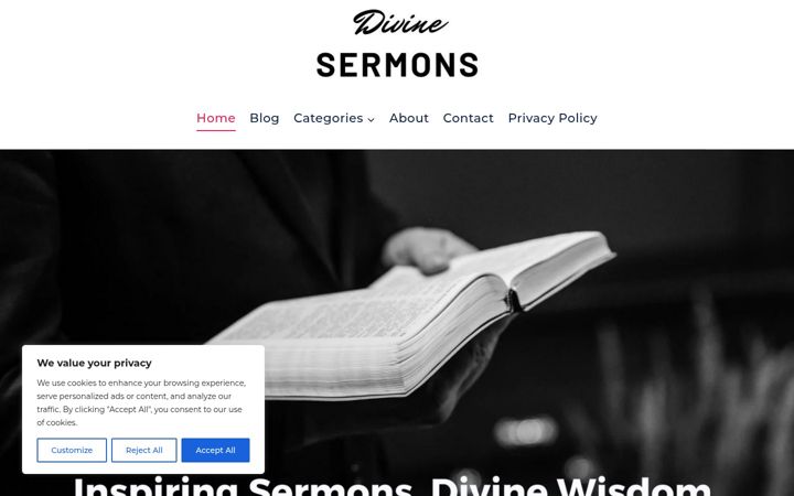 Screenshot of divinesermons.com