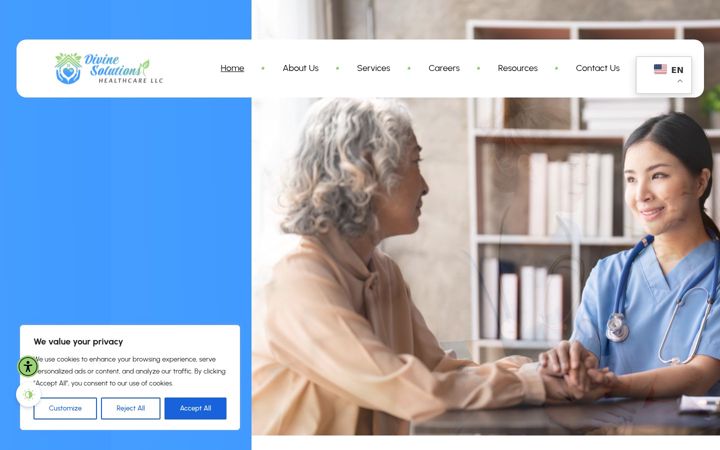 Screenshot of divinesolutionshealthcare.com