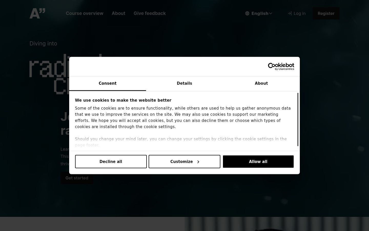 Capture d'écran de la bannière de consentement affichée avant toute interaction