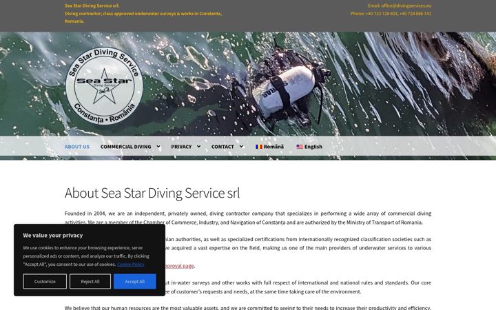 Screenshot of divingservices.eu