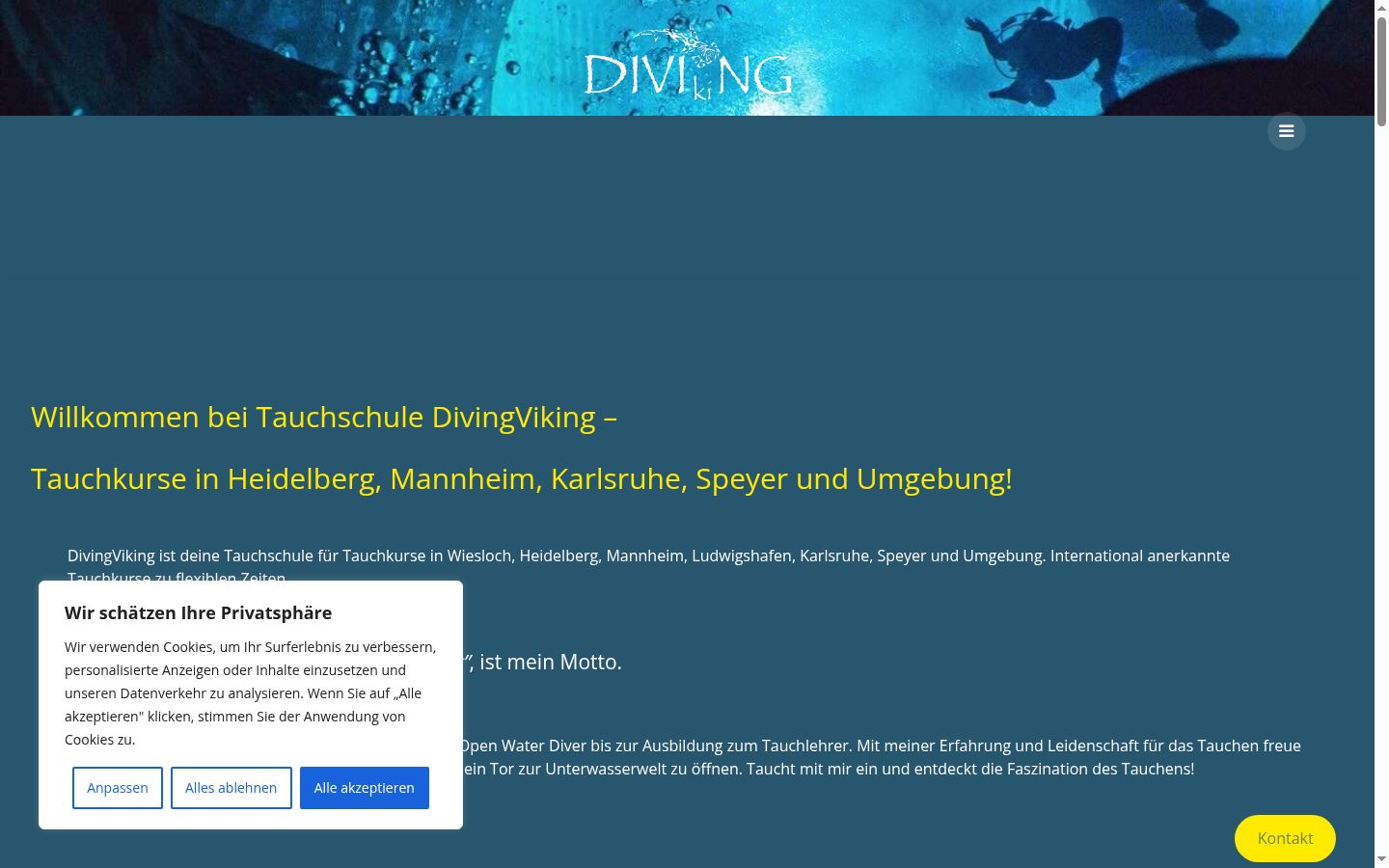 Screenshot del banner di consenso mostrato prima di qualsiasi interazione
