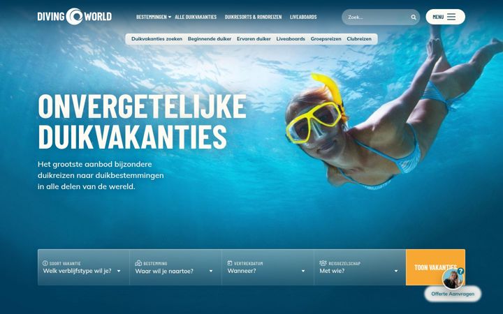 Snimka zaslona za divingworld.nl