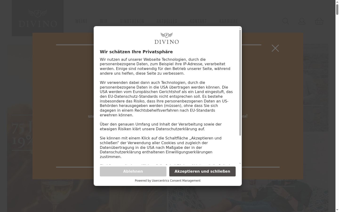 Screenshot tal-banner tal-kunsens muri qabel kwalunkwe interazzjoni