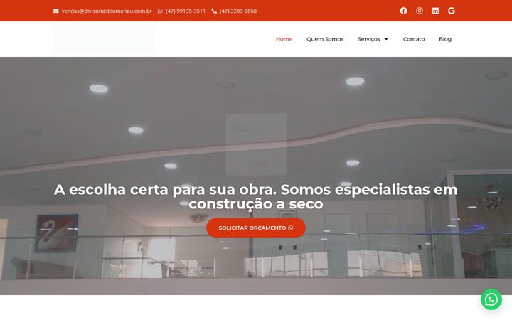 Skjermbilde av divisoriasblumenau.com.br
