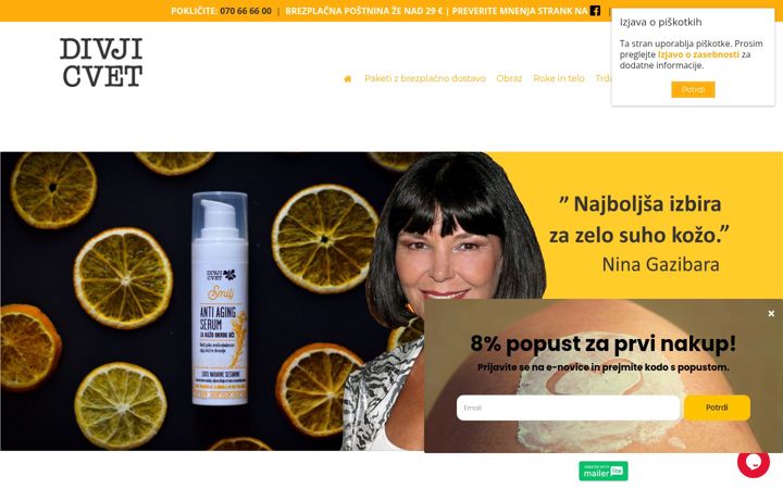 Screenshot ta' divjicvet.si