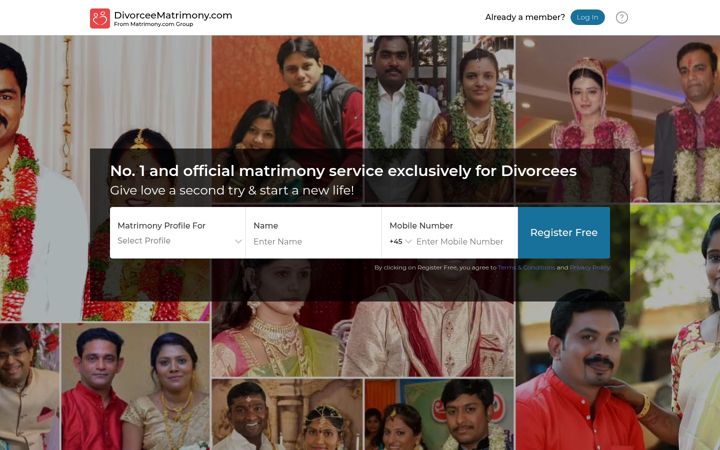 Screenshot of divorceematrimony.com