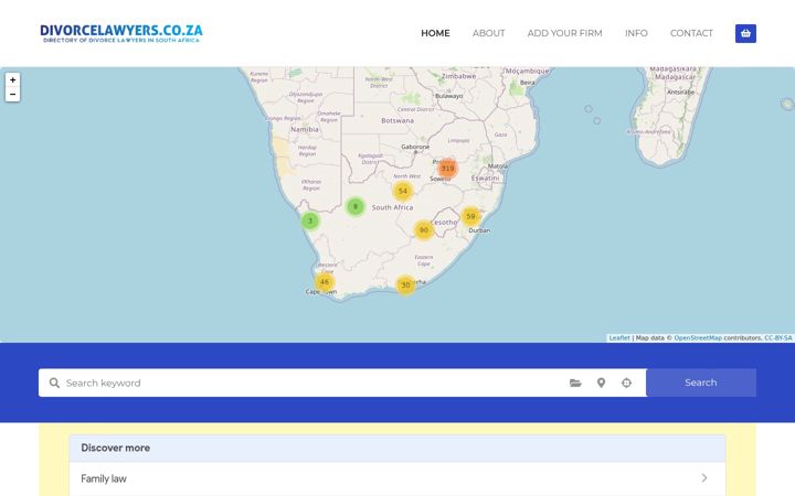 Screenshot of divorcelawyers.co.za