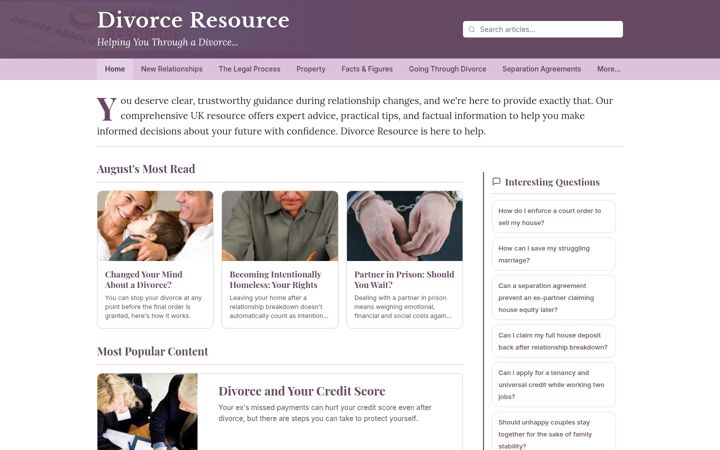 Zrzut ekranu divorceresource.co.uk