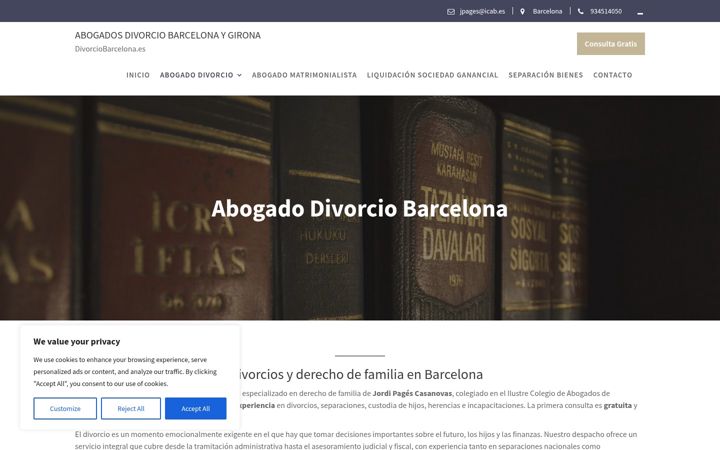 Snímek obrazovky divorciobarcelona.es