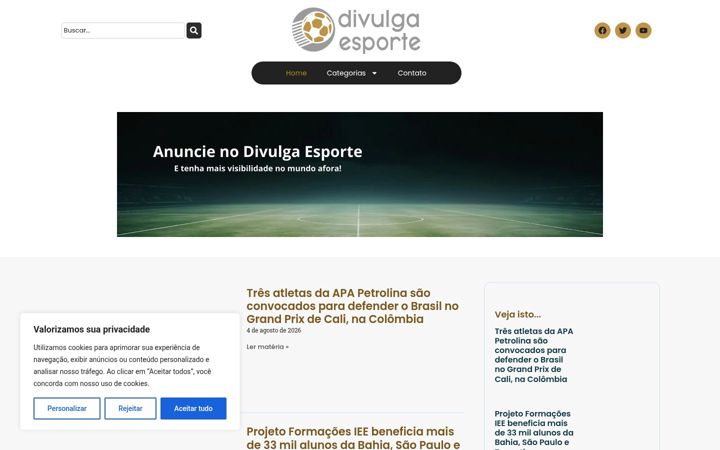 Skjermbilde av divulgaesporte.com.br