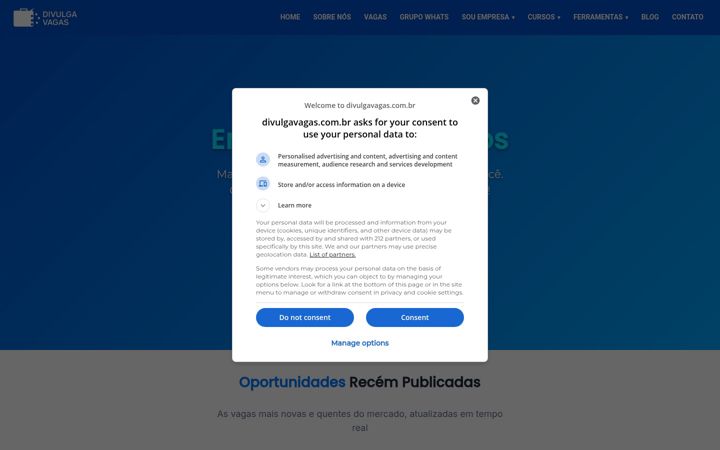 Screenshot of divulgavagas.com.br
