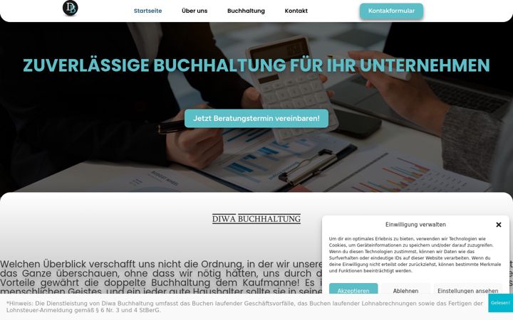 Screenshot of diwa-buchhaltung.de