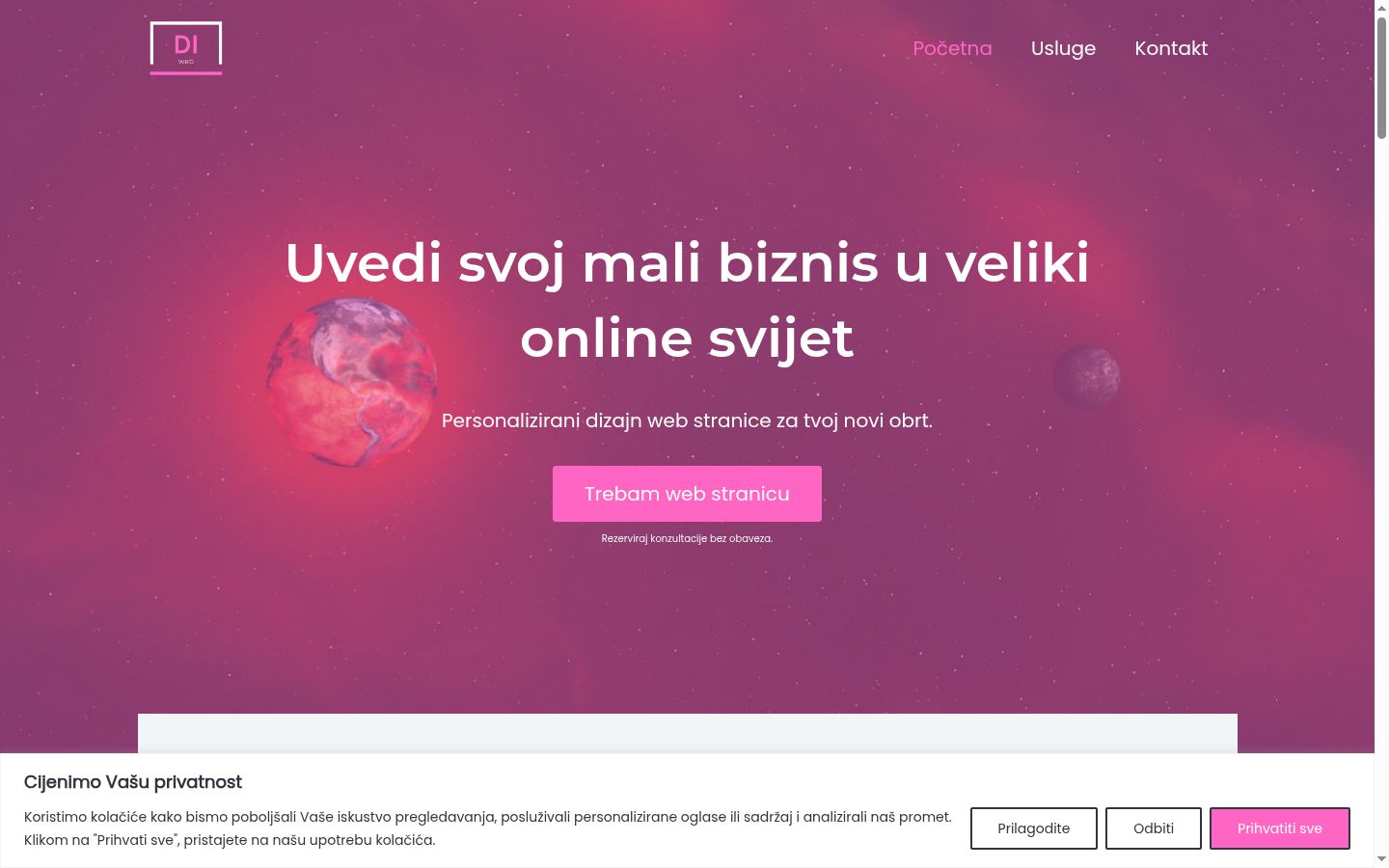 Zrzut ekranu banera zgody wyświetlanego przed jakąkolwiek interakcją