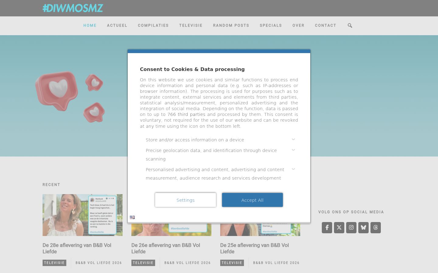 Screenshot des Einwilligungsbanners vor jeglicher Interaktion